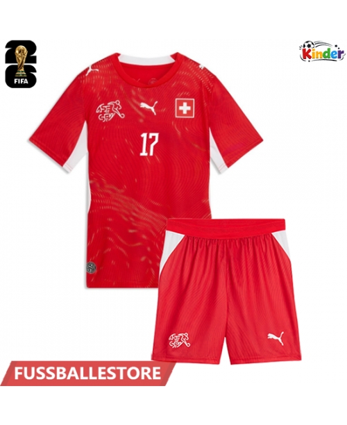 Günstige Schweiz Ruben Vargas #17 Heimtrikotsatz Kinder WM 2026 Kurzarm (+ Kurze Hosen)